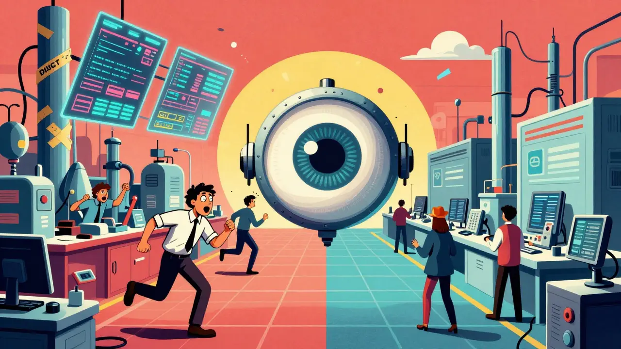 Comparison of a chaotic foreign lab and an organized US facility under oversight